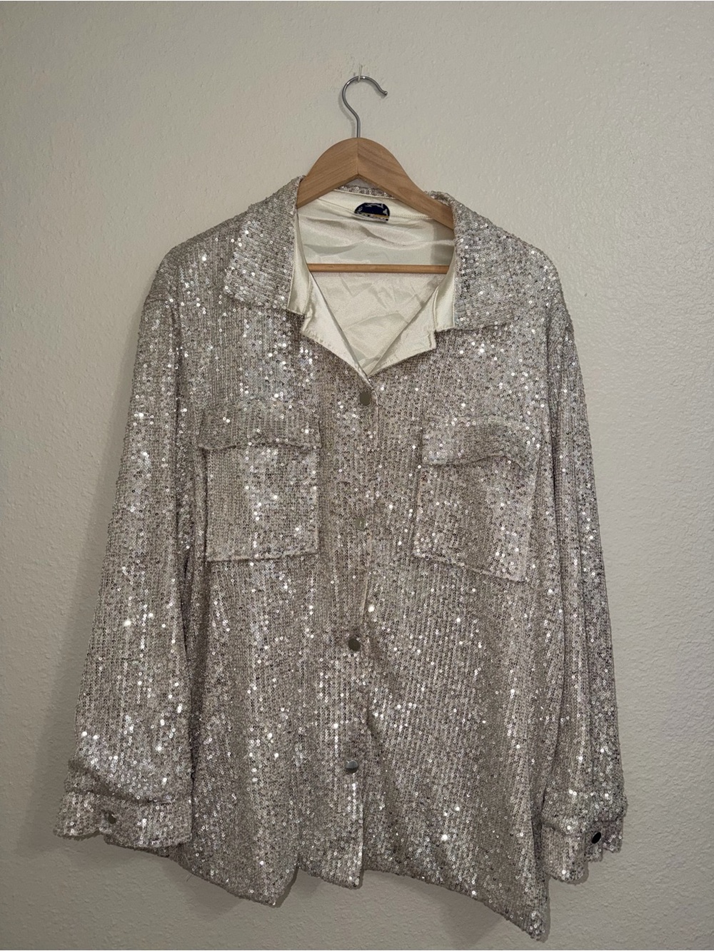 ARULA Silver Sequin Blazer Jacket